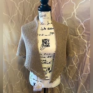 Vintage Hand-Knit Light Brown Triangle Shaped Prayer Shawl